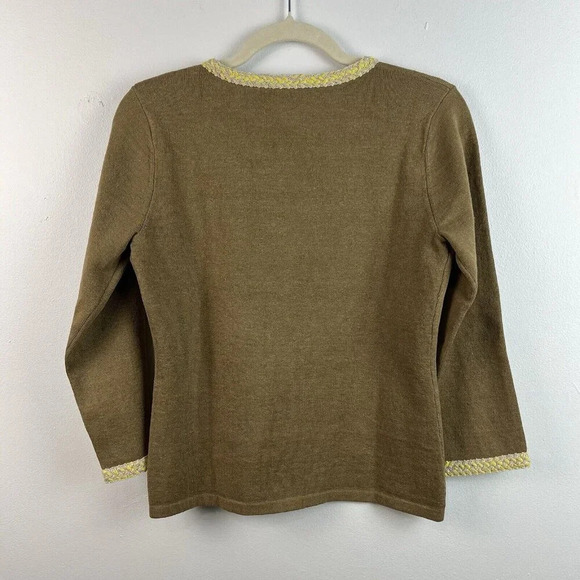 Doncaster Collection Linen Blend Cardigan Sweater Womens S Zip Metallic Trim - Picture 6 of 12